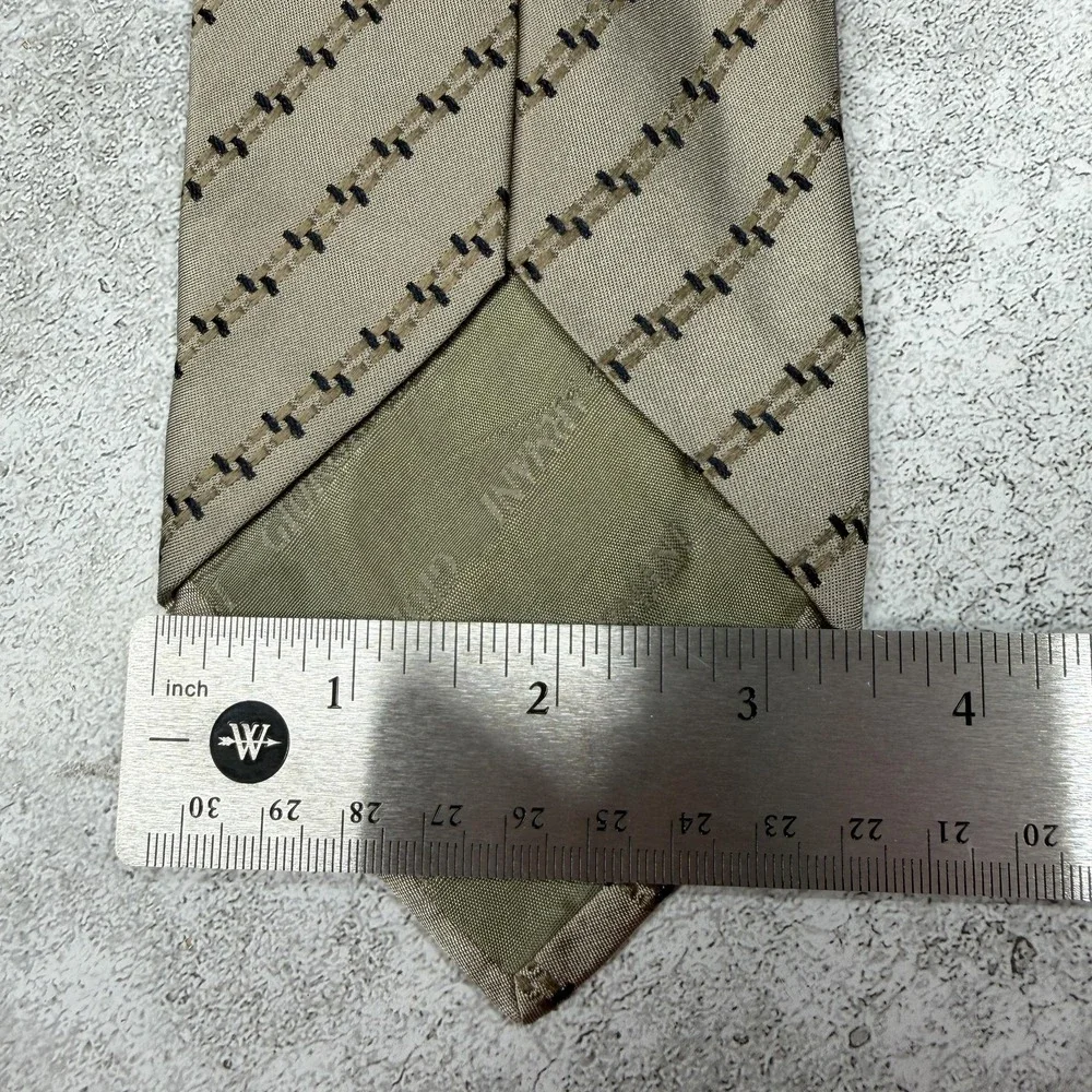 Armani Collezioni Silk Tie Mens One Size Beige‎ Striped Made In Italy Necktie